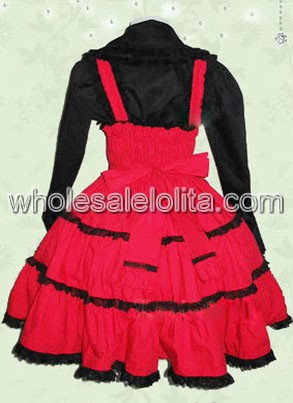 Red And Black Cotton Multilayer Lolita Dress