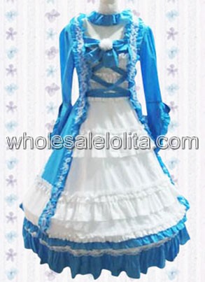 Blue And White Bandage Cotton Sweet Lolita Dress