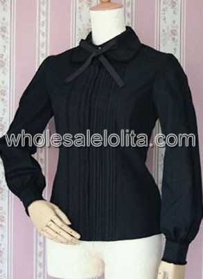 Popular Black Long Sleeves Cotton Lolita Blouse new