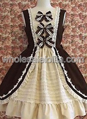 Brown Cotton Pleated Lolita Dress