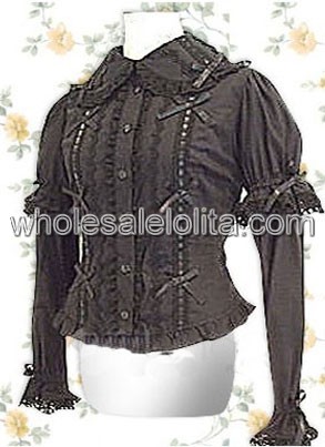 Classic Hot Sell Coffee Long Sleeves Cotton Lolita Blouse