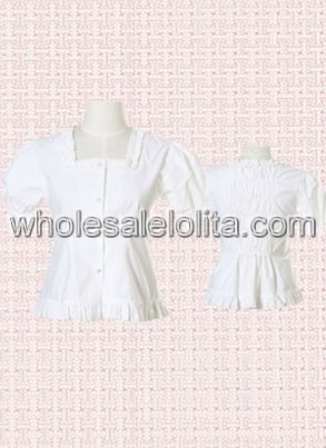White Square Cotton Lolita Blouse