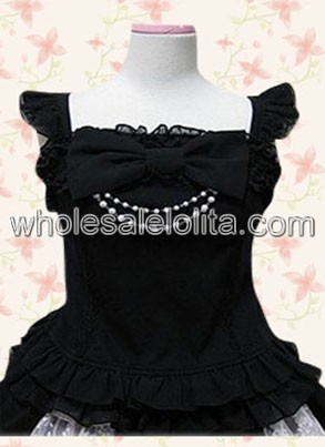 Black Sleeveless Cotton Lolita Blouse