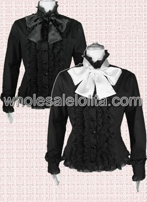 Unique Black Long Sleeves Cotton Lolita Blouse in new