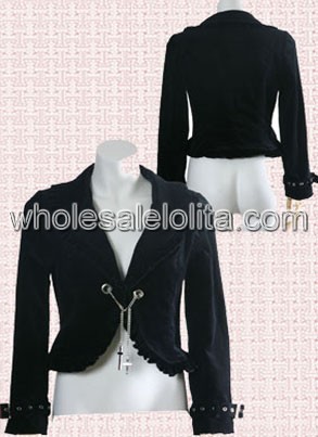 Black Sleeves Cotton Lolita Blouse with no Buttons