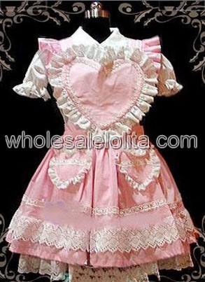 Pink Short Sleeves Sweetheart Lace Cotton Sweet Lolita Dress