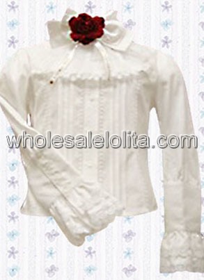 White Flower Sleeves Cotton Lolita Blouse