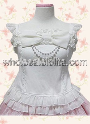 White Ruffled Sleeveless Cotton Lolita Blouse