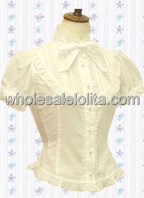 Super Cute Cotton Lolita Blouse with Puff Sleeves