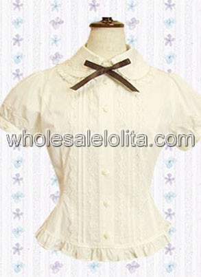 White Short Puff Sleeves Cotton Lolita Blouse