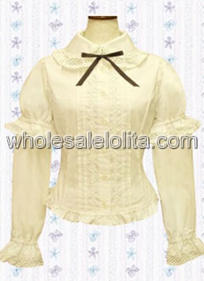 White Long Puff Sleeves Cotton Lolita Blouse