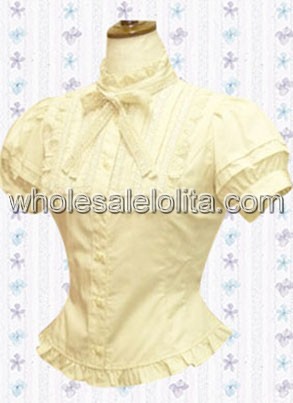 White Ruffled Puff Sleeves Cotton Lolita Blouse