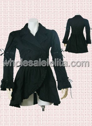 Black Long Asymmetrical Cotton Lolita Blouse