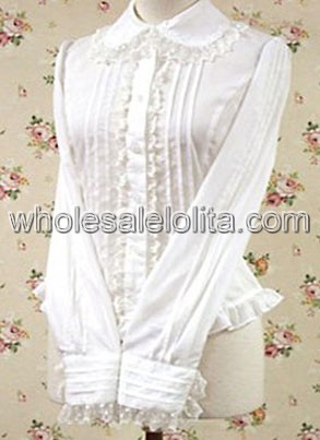 White Long Sleeves Lace Cotton Lolita Blouse