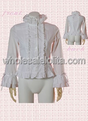 New Arrival White Stand Collar Cotton Lolita Blouse