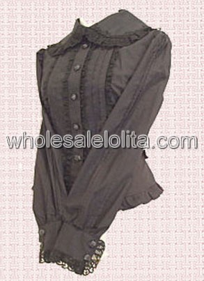 Brown Long Sleeves Cotton Lolita Blouse