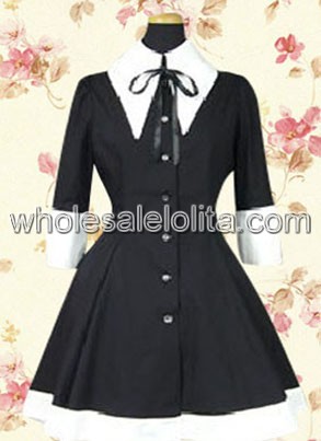 Simple Inexpensive Gothic Lolita Dress with White Collar