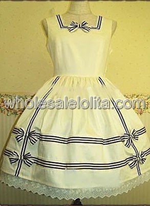 White Bow Sleeveless Cotton Sweet Lolita Dress