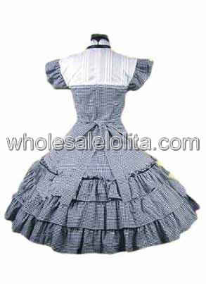 Black Checked Multilayer Cotton Classic Lolita Dress