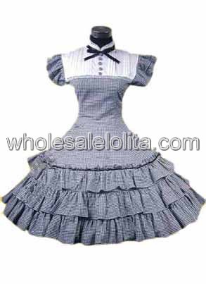 Black Checked Multilayer Cotton Classic Lolita Dress