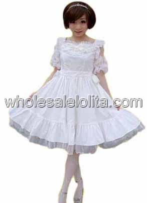 White Cotton Multilayer Lace Lolita Dress