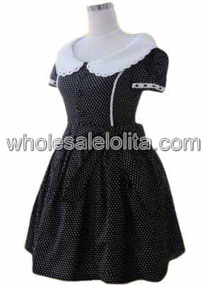 Checked Short Sleeves Cotton Classic Lolita Dress