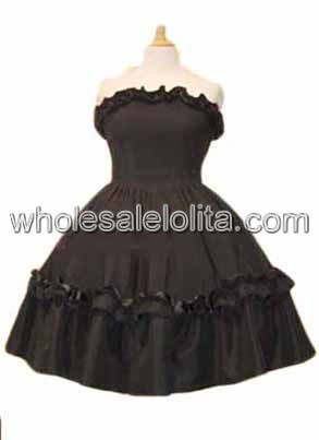 Black Strapless Ruffled Cotton Classic Lolita Dress