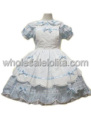 Cheap Endearing White And Blue Sweet Lolita Dress