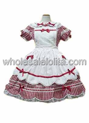 White And Red Short Sleeves Sweet Lolita Dress