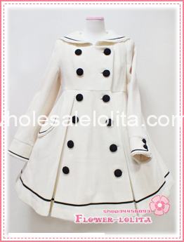 Hot Sale White Wool Sailor Lolita Coat