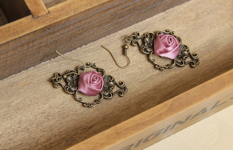 Purple Rose Copper Gothic Earrings