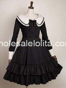 Long Sleeves Cotton Sailor Lolita Dress