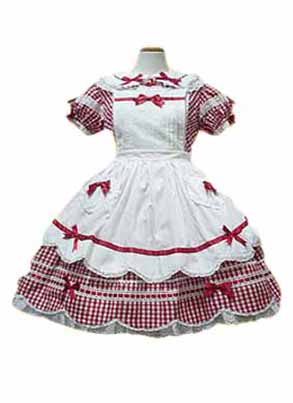 Lovely White And Red Short Sleeves Sweet Lolita Dress