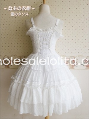 Sweet Princess White Spaghetti Straps Chiffon JSK Lolita Dress